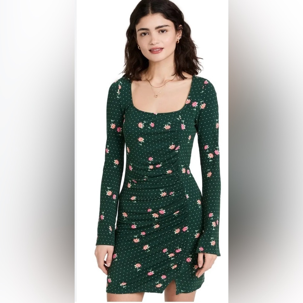 NWT Free People Size S Celia Mini Dress Emerald Jewel Combo
